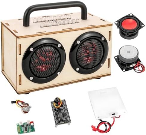 طقم مكبر صوت بلوتوث DIY-مشاريع STEM للأطفال والكبار الذين تتراوح أعمارهم بين 8-12-16 ، بناء مكبر صوت محمول مع LED LID ، مجموعة إلكترونيات التجربة العلمية ، هدايا عيد الميلاد لـ 9 10 11 13 14 سنة صبي وفتاة in Saudi Arabia