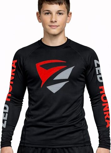 نموذج الشباب 1 "Rash Guard - قميص ضغط لتدريبات Jujitsu وBJJ وNo Gi وMMA | كم طويل | صغير in Kuwait