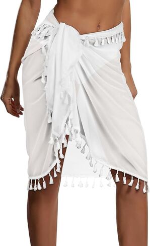 CHICGAL Women Beach Sarong Wraps with Tassels Swimsuit Coverup Summer Bathing Suit Cover Up Casual Swimwear in Saudi Arabia