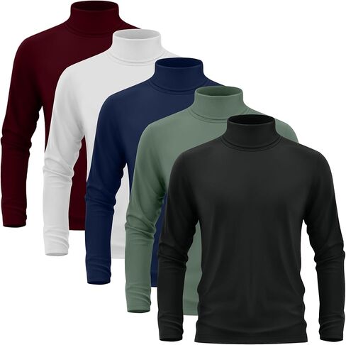 Neer 5 Packs Mens Big and Tall Long Sleeve Shirts Turtleneck Thermal Tops Casual Basic Tees Lightweight Pullover Undershirt in Saudi Arabia
