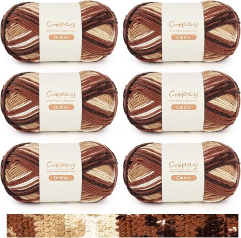 غزل Coopay للحياكة الكروشيه ، كعكة الغزل التدرج ، 4 × 3.53oz - 284yds - 78 ٪ من القطن ، 22 ٪ من خيوط Ombre أكريليك ، خيوط الكروشيه للبطانيات ، شالات ، الأوشحة - 104 in Saudi Arabia