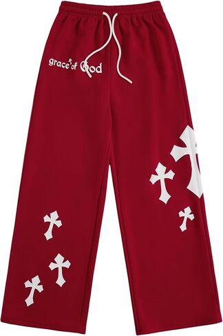 SOLY HUX Boy's Graphic Sweatpants Y2k Gothic Elastic Waist Straight Leg Baggy Pants Streetwear in Saudi Arabia