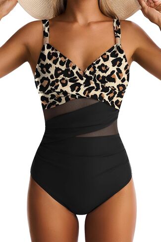 المرأة شبكة قطعة واحدة ملابس السباحة البطن تحكم مثير لباس سباحة الخامس الرقبة رفع المايوه التخسيس ملابس السباحة in Kuwait