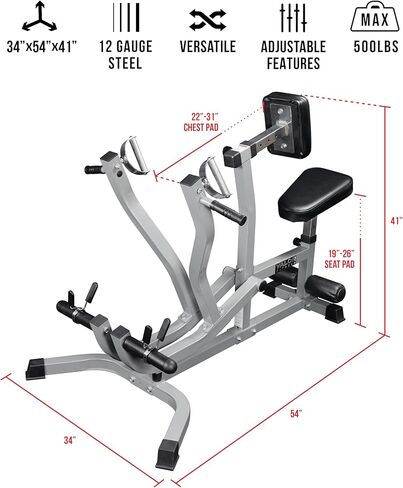 Valor Fitness Seated Row Machine – Plate Loaded with Converging Arms & Multi-Grip Handles, 400 lb Capacity, 2" Plate Adapters for Back & Chest Strength Training Home Gym Equipment in Saudi Arabia