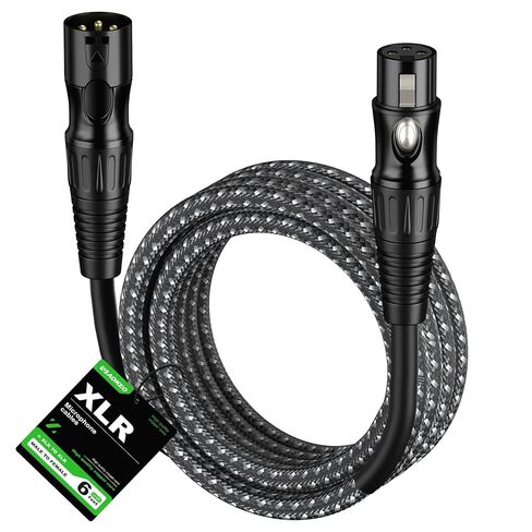 كابل Aokeo XLR بطول 10 أقدام، حزمة واحدة، كابل ميكروفون XLR ذكر إلى أنثى لمكبرات الصوت وإعدادات الصوت، جميع الموصلات النحاسية (1 متر) مضفرة من النايلون in Kuwait