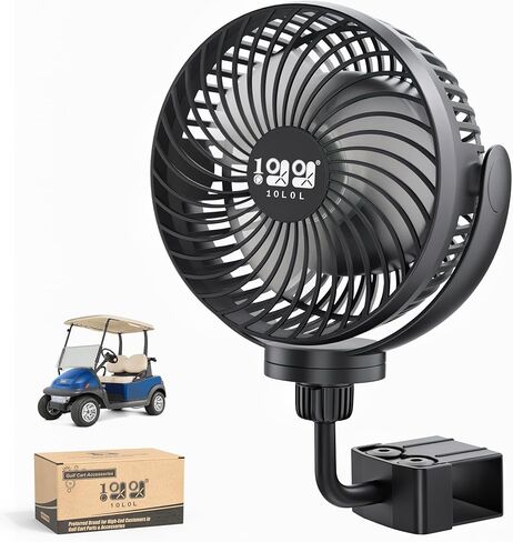 Magnetic Fans for EZGO Club Car Yamaha Golf Carts, Low Noise, 3-Speed Settings 360° Rotatable with Magnetic Mount Base, 8000mAh Large Battery in Saudi Arabia