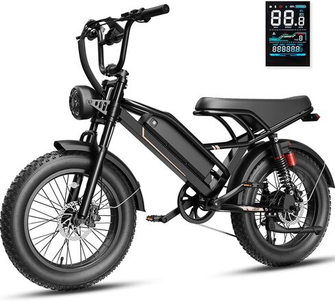 2000W/1500W Electric Bike for Adults, 32/28 MPH, Max 55-80 Miles, Electric Motorcycle with 48V Removable Battery, 20"/16" Fat Tire Dirt E Bike with Hydraulic Brake & Cruise Control for All-Terrain in Kuwait