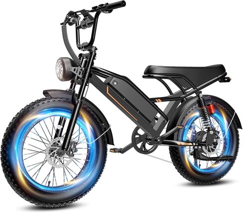 2000W/1500W Electric Bike for Adults, 32/28 MPH, Max 55-80 Miles, Electric Motorcycle with 48V Removable Battery, 20"/16" Fat Tire Dirt E Bike with Hydraulic Brake & Cruise Control for All-Terrain in Kuwait