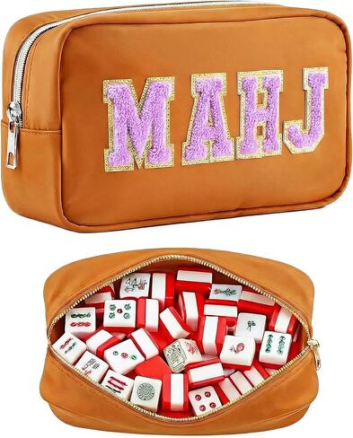 Mahjong Tile Bag – Waterproof American Mahjong Case for 166 Standard Tiles, Portable Empty Zipper Carrying Bag for Game Night & Travel (Bag Only) in Saudi Arabia