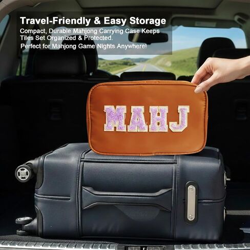 Mahjong Tile Bag – Waterproof American Mahjong Case for 166 Standard Tiles, Portable Empty Zipper Carrying Bag for Game Night & Travel (Bag Only) in Saudi Arabia