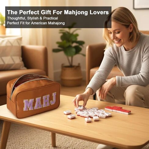 Mahjong Tile Bag – Waterproof American Mahjong Case for 166 Standard Tiles, Portable Empty Zipper Carrying Bag for Game Night & Travel (Bag Only) in Saudi Arabia