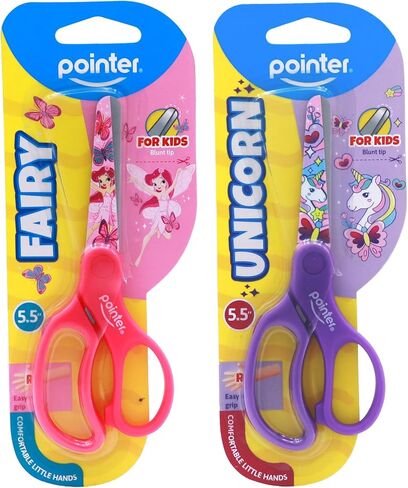 مقص سلامة Kids Fointer ، 5.5 بوصة ، نصيحة حادة مع مقبض قبضة سهلة ، تصميم مريح للأطفال ، ألوان متنوعة (Fairy و Unicorn) in Saudi Arabia