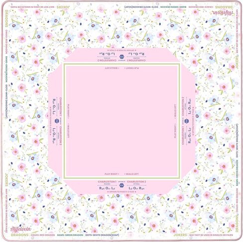 Mahjong Mat - 32.6x32.6 inch American Mah Jongg Mat Non -Slip Lovenuction Mahjong Table Cover مع قواعد ، حصيرة ألعاب محمولة للبوكر ، ألعاب الطاولة ، البطاقات ، البلاط والدومينو (Pink Floral) in Kuwait