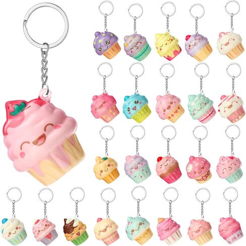 24 PCS Cupcake Squishy Ceychains للطلاب الضغط على كرات الإجهاد مفاتيح ألعاب الإجهاد اللطيفة للمعلم الطالب حفلة عيد ميلاد زميل في العمل in Saudi Arabia