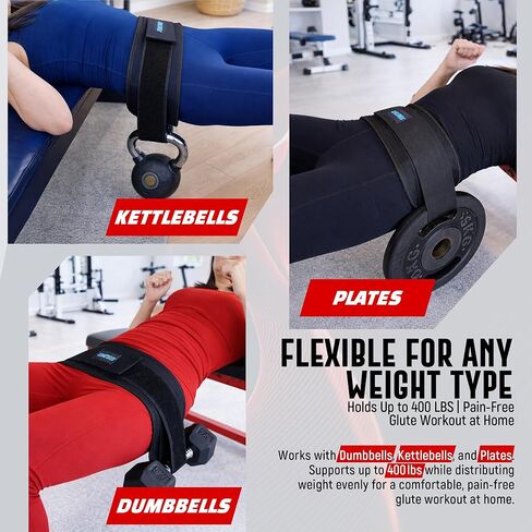 Hip Thrust Belt for Weights, Kettlebells, Plates & Dumbbell Weight Belt for Women, 5 x 25 Inches, Anti-Shift Straps, Non-Slip padding, Booty Builder Foldable Weighted Hip belt for Glute Workout in Saudi Arabia