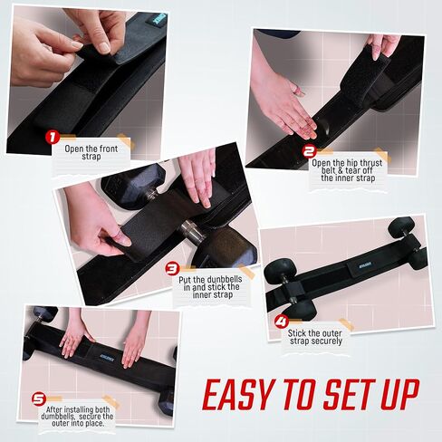 Hip Thrust Belt for Weights, Kettlebells, Plates & Dumbbell Weight Belt for Women, 5 x 25 Inches, Anti-Shift Straps, Non-Slip padding, Booty Builder Foldable Weighted Hip belt for Glute Workout in Saudi Arabia