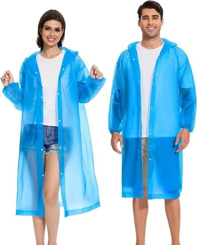 Reusable EVA Rain Poncho for Adults, Waterproof Hooded Raincoat with Sleeves for Men & Women, Lightweight & Portable in Saudi Arabia