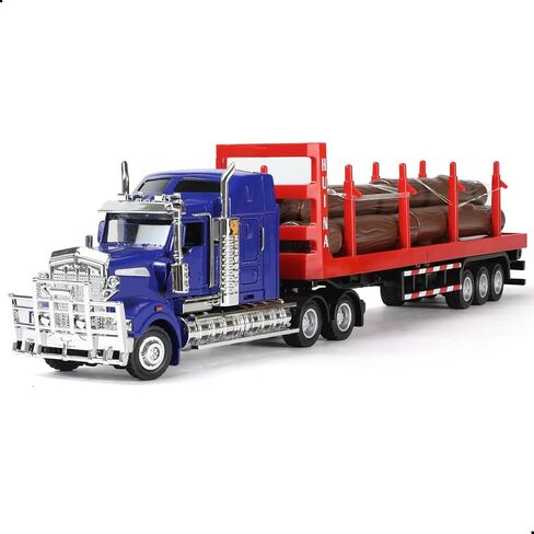 لعبة شبه شاحنة ، 1/50 مقياس Kenworth W900 Diecast Model Trucks ، سبيكة نصف الشاحنة الشاحنة والمقطورة هدية للبنين الكبار جامع السيارات (Red Blue) in Kuwait