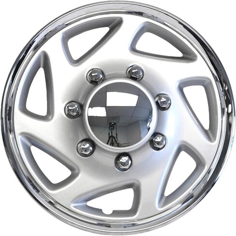 أغطية عجلات الكروم متوافقة مع Ford Van E150 E250 E350 1992-2014؛ Ford Truck 1998-2025 16 بوصة 8 العروة 16 بوصة أغطية العجلات الفولاذية مجموعة من 4 عبوات (كروم وفضي) in Saudi Arabia