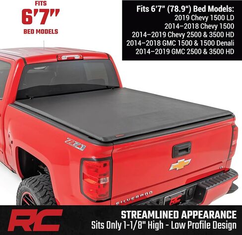 غطاء سرير ناعم قابل للطي من Rough Country لسيارة 14-18 Chevy/GMC 1500 | 6'7" - 42214650 in Kuwait