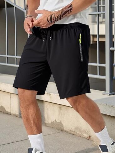 Men's Casual Shorts Lightweight Elastic Waist with Zippered Pockets for Outdoor Sport in Saudi Arabia