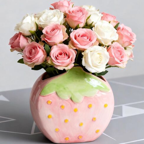 حامل قلم الفراولة لحامل فرشاة أسنان المكتب لطيف مزهرية حمراء ديكور مكياج فرشاة القلم رصاص كاواي إكسسوارات مكتب جمالية ديكور ديكور عيد ميلاد للنساء in Kuwait