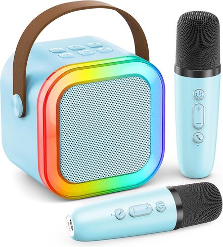 Singing Speaker Karaoke Player with 2 Wireless Mic, for All Smartphones,Birthday for Little Ones（Beige） in Kuwait