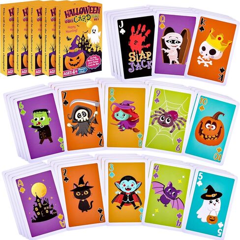 1 Deck 6 In1 Halloween Kids Card Games Go Fish Old Maid Slap Jack for Ages 4 and up Boys Girls Family Board Game Night Basket Stuffers Party Favor Gift Classroom Activity Supply 2-6 Players in Saudi Arabia