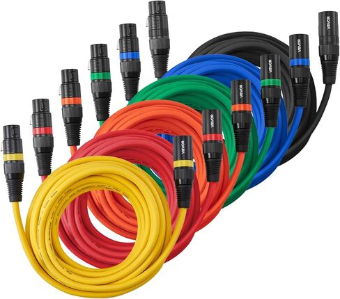 كابل VEVOR XLR بطول 25 قدمًا، 4 حزم، كابلات ميكروفون DMX متوازنة محمية من ذكر إلى أنثى، أسلاك سلك مكبر صوت ميكروفون XLR مطلية بالذهب، لإضاءة المسرح، والميكروفونات، ومكبر الصوت، والخلاط، وأنظمة السماعات in Kuwait