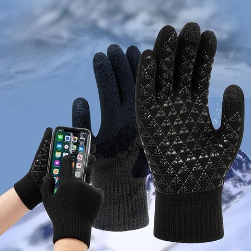 Men's Winter Thermal Gloves - Touchscreen Compatible with Adjustable Wrist Strap for Cycling, Skiing, Motorcycle & Outdoor Sports in Saudi Arabia