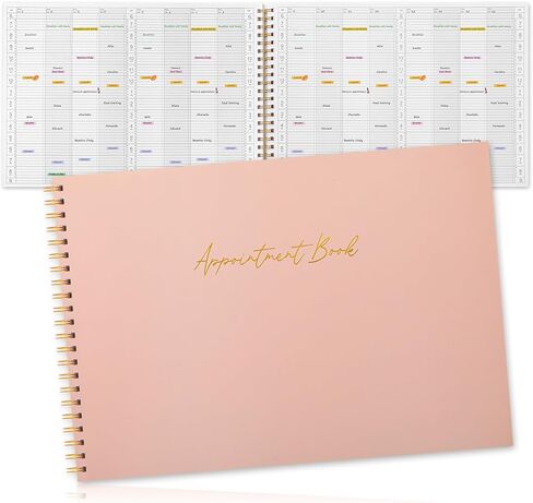 Maitys Large 6 Column Appointment Book for Salon Business, Hourly Planner 15 Minute Interval, 200 Pages Undated 6 Am 9 Pm 2025 2026 Spiral Bound Schedule Planner Checklist Notebook(Beige, Minimalist) in Saudi Arabia