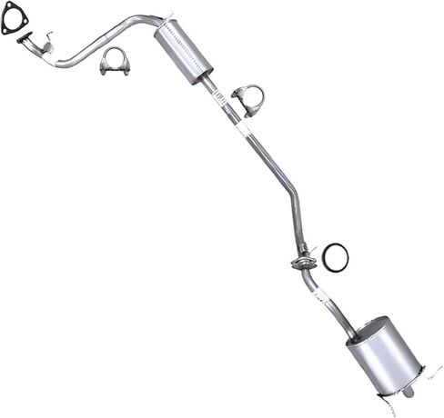 Exhaust Resonator and Muffler Exhaust Kit Compatible for 2015-2020 Honda Fit 1.5L | Stainless Steel | Northeastern Exhaust | Automotive Replacement Parts | Free Clamp and Gaskets Included in Saudi Arabia