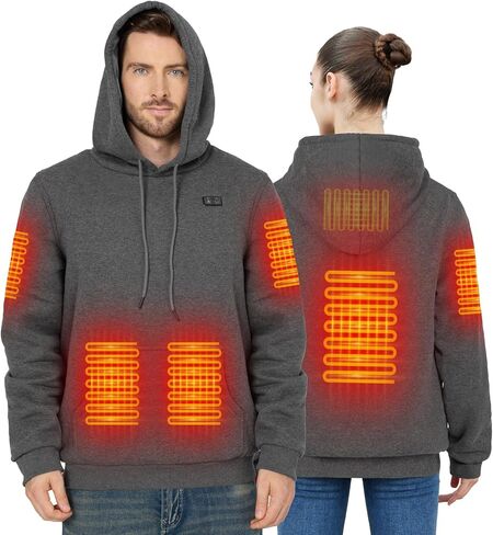 Heated Hoodie for Men Women 20000mAh Battery Fast Charge with Fleece Lining Unisex Heated Sweatshirt Electric Hoodie in Kuwait