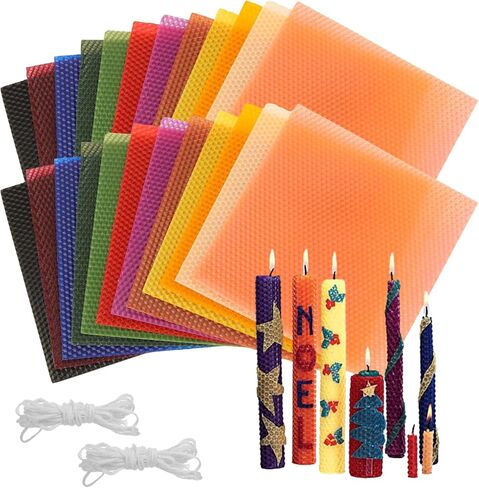 GBACHOOSE 24PCS BEESWAX CONDLE MATION SHIT 8X8 بوصة شمع العسل لصناعة الشموع ، شمع العسل تخلق شموعك الفريدة (اللون الأصفر الطبيعي) in Kuwait