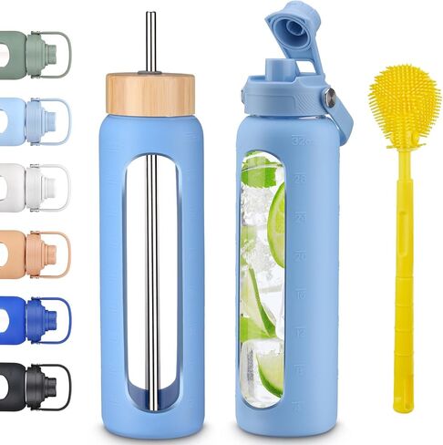 32 oz Borosilicate Glass Water Bottle, Leak-Proof, BPA Free in Saudi Arabia