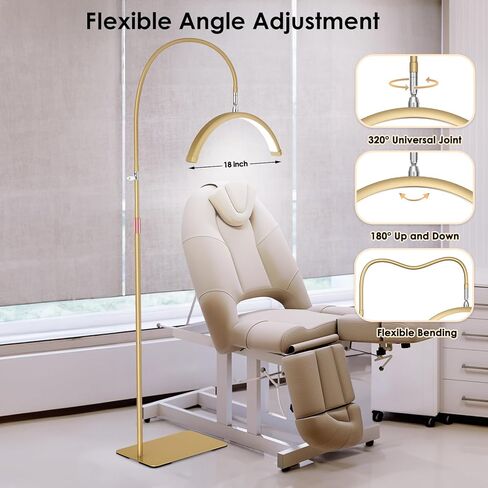 ضوء رموش، ضوء نصف قمر مرن مع حامل هاتف للعناية بالبشرة وشم الرموش والأظافر، 5 درجات حرارة ألوان وإعدادات سطوع، مصباح أرضي LED، مصباح تجميلي قابل للتعديل in Kuwait