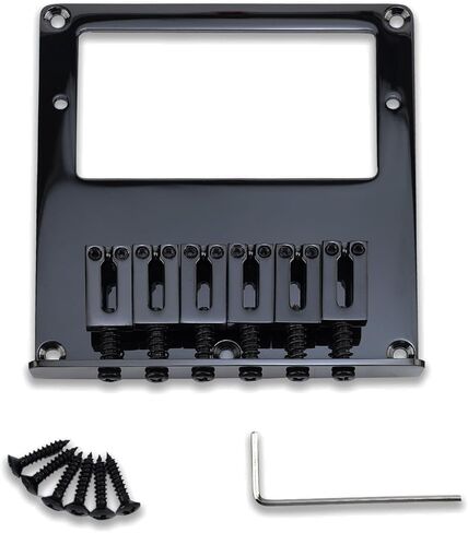 10.5mm Fixed Electric Guitar Bridge Zinc Alloy Saddle Steel Baseplate 6-string Guitar hardtail Bridge Compatible with Telecaster Tele Style Electric Guitar Replacement Parts（Glossy Black） in Saudi Arabia