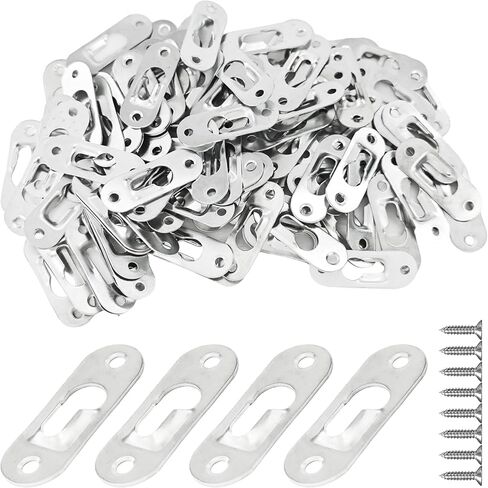 20pcs 1.75 "× 0.63" شماعات ثقب المفتاح الثقيلة ، لوحات معلقة ، ثقب واحد ، السحابات المتصاعد المعدنية لمرايا إطارات الصور مع البراغي والفضة in Kuwait