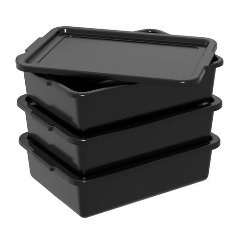 12 Packs 13 L Plastic Commercial Bus Tub, Plastic Restaurant Bus Bin, Black in Saudi Arabia