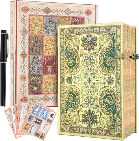 96 Sheets/192 Pages Vintage Lined Journal,Comes With Envelope Pocket Notebook Journal,Retro 3D Thorn Vine Rose Cover Hardcover Journal,Suitable As Travel Diary,A Notebook,Or Wedding Anniversary. in Saudi Arabia
