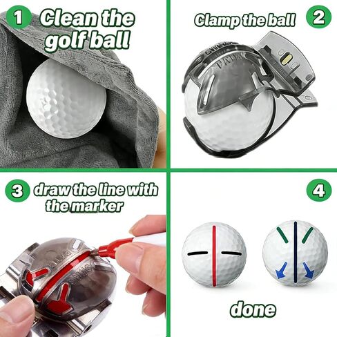 Golf Ball Line Marker Tool, 4pcs Golf Ball Marker Stencil with 4 Colors Golf Ball Markers, Golf Ball Alignment Drawing Tool with a Organizer Case in Kuwait