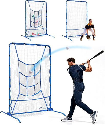 6FT Baseball Pitching net, 9-Pocket Pitcher Net with Strike Zone, Adjustable Height Target Throwing Trainer, Baseball Softball Practice Net with Carry Bag for Beginners/Professionals Outdoor Indoor in Kuwait