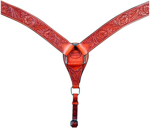 مجموعة طوق الثدي من HILASON Western Horse Headstall من الجلد الأمريكي الأصلي بزهور الماهوجني | للخيول in Kuwait