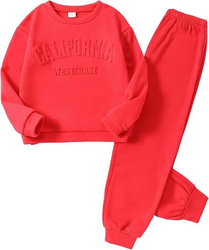 Yvowming 2 قطعة ملابس الفتيات ملابس رياضية مجموعات المتضخم البلوز و Sweatpant فضفاض ملابس الخريف الشتاء in Kuwait