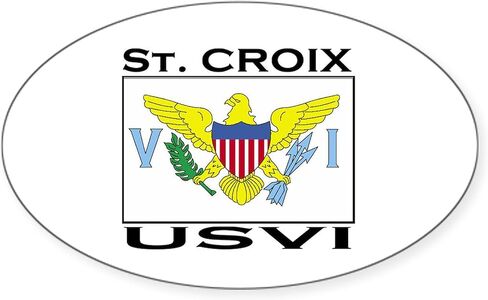 ملصق CafePress St. Croix، USVI Flag البيضاوي، ملصق ممتص الصدمات للسيارة in Saudi Arabia