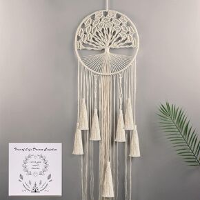 ADOTBLOB Dream Catcher Boho Tree of Life كبير مصنوع يدويًا من Macrame للتعليق على الحائط بوهيمي للفتيات وحفلات الزفاف والحضانة والمقهى وغرفة النوم المنزلية وديكور غجري مع صندوق هدايا