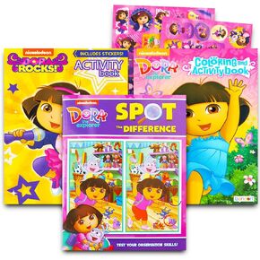 Dora the Explorer Coloring Book Super Set - 3 Dora Coloring Books Bundle with Dora Play Pack (Dora and Friends Party Supplies)