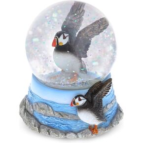 CoTa Global Puffin Snow Globe - Sparkly Water Globe Figurine with Sparkling Glitter, Collectible Novelty Ornament for Home Decor, for Birthdays, Christmas, and Valentine's Day - 65mm