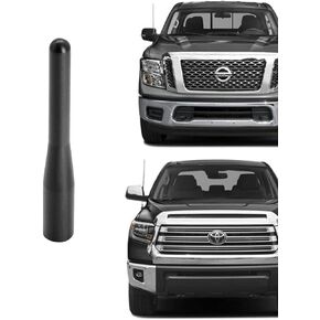 AMFRNE Matte Black Radio Short Stylish Antenna, Compatible with Toyota Tundra Tacoma, Nissan Titan Frontier Trucks, Car Wash Safe, T6061 Solid Aluminum, 3.6 Inch, Fits All Japanese Truck Antenna