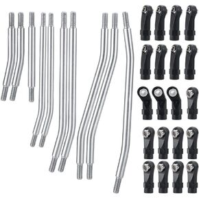 QUPA AM STORE 1Set Stainless Steel Link Rod Linkage 313mm Wheelbase for TRX4 1/10 RC Crawler Car Upgrades Part (Silver)